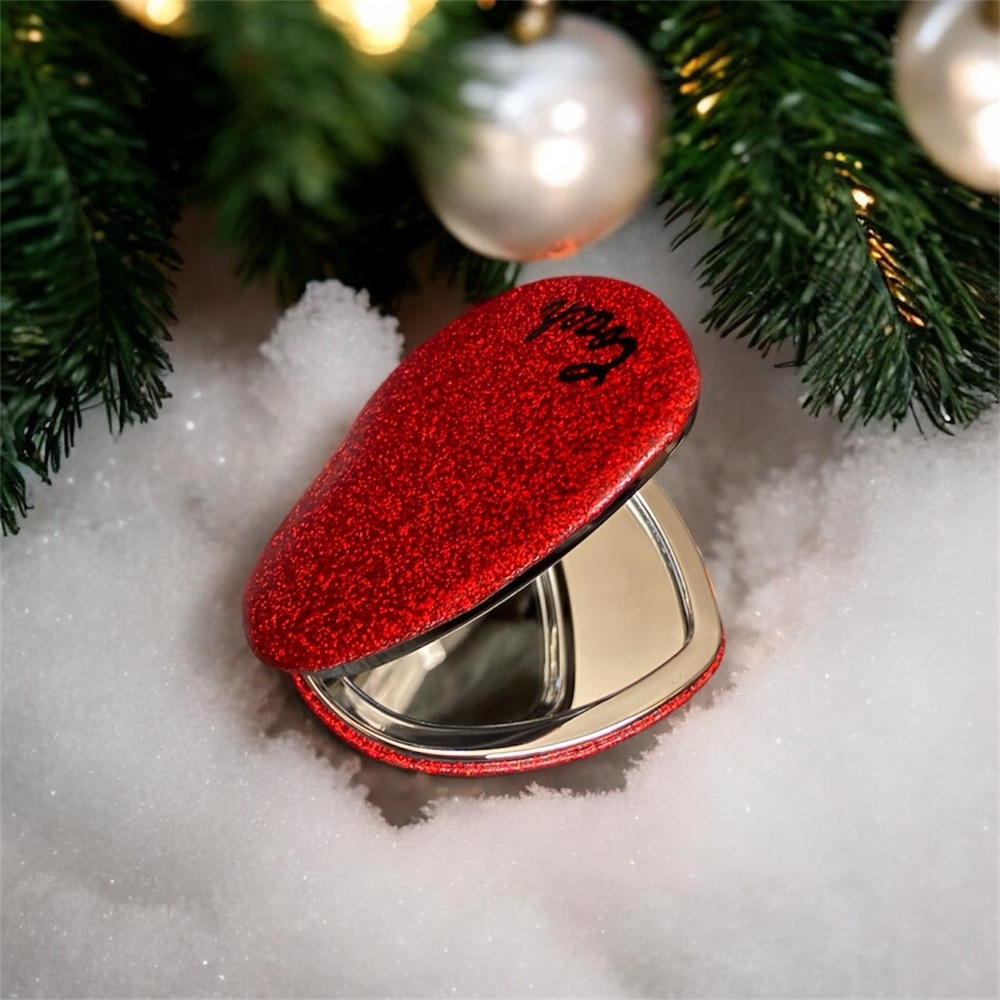 Coach Red Glitter Heart Compact Mirror 🆕 - Picture 2 of 9